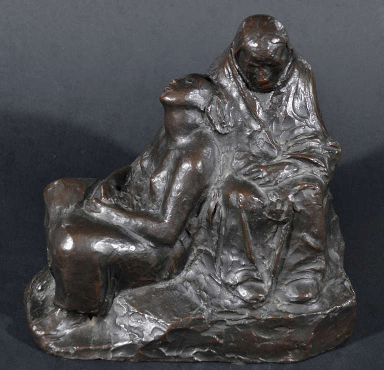 Käthe Kollwitz Figurative Sculpture - Soldier’s Wife and Mother, Waiting