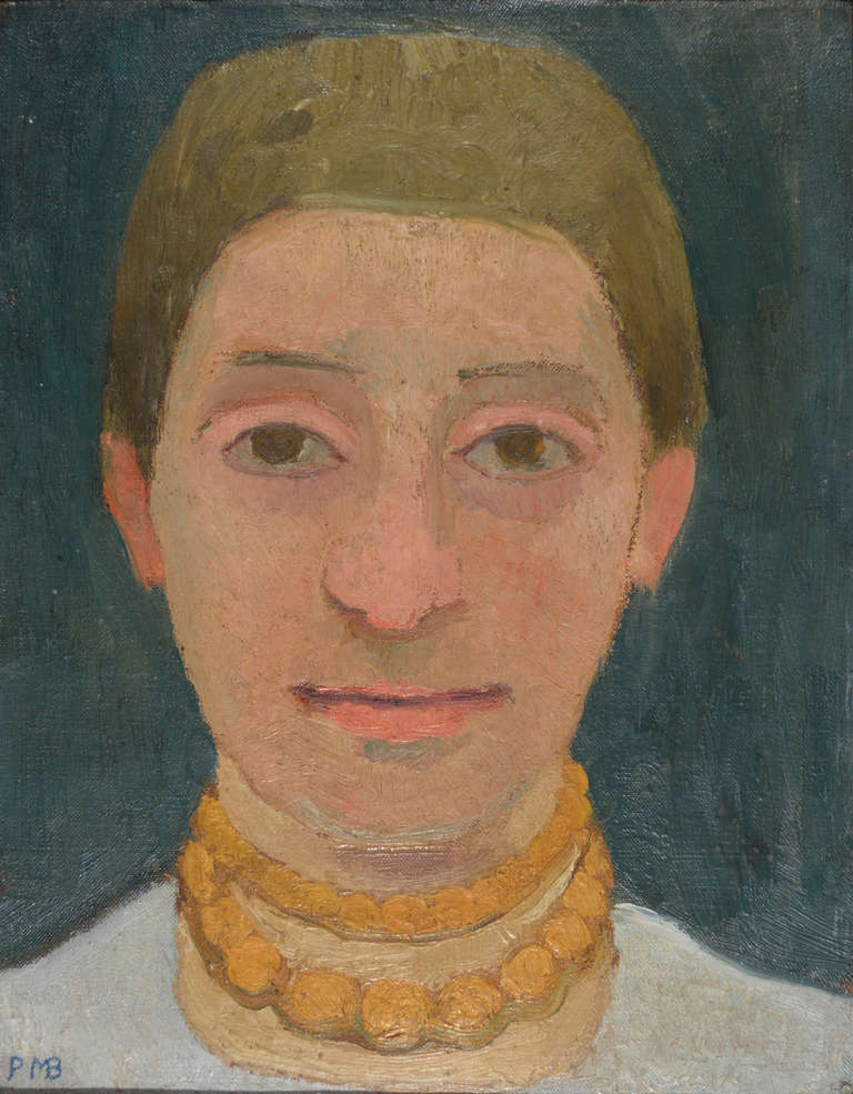 Paula Modersohn-Becker Portrait Painting - Portrait of the Artist's Sister Herma with Amber Necklace