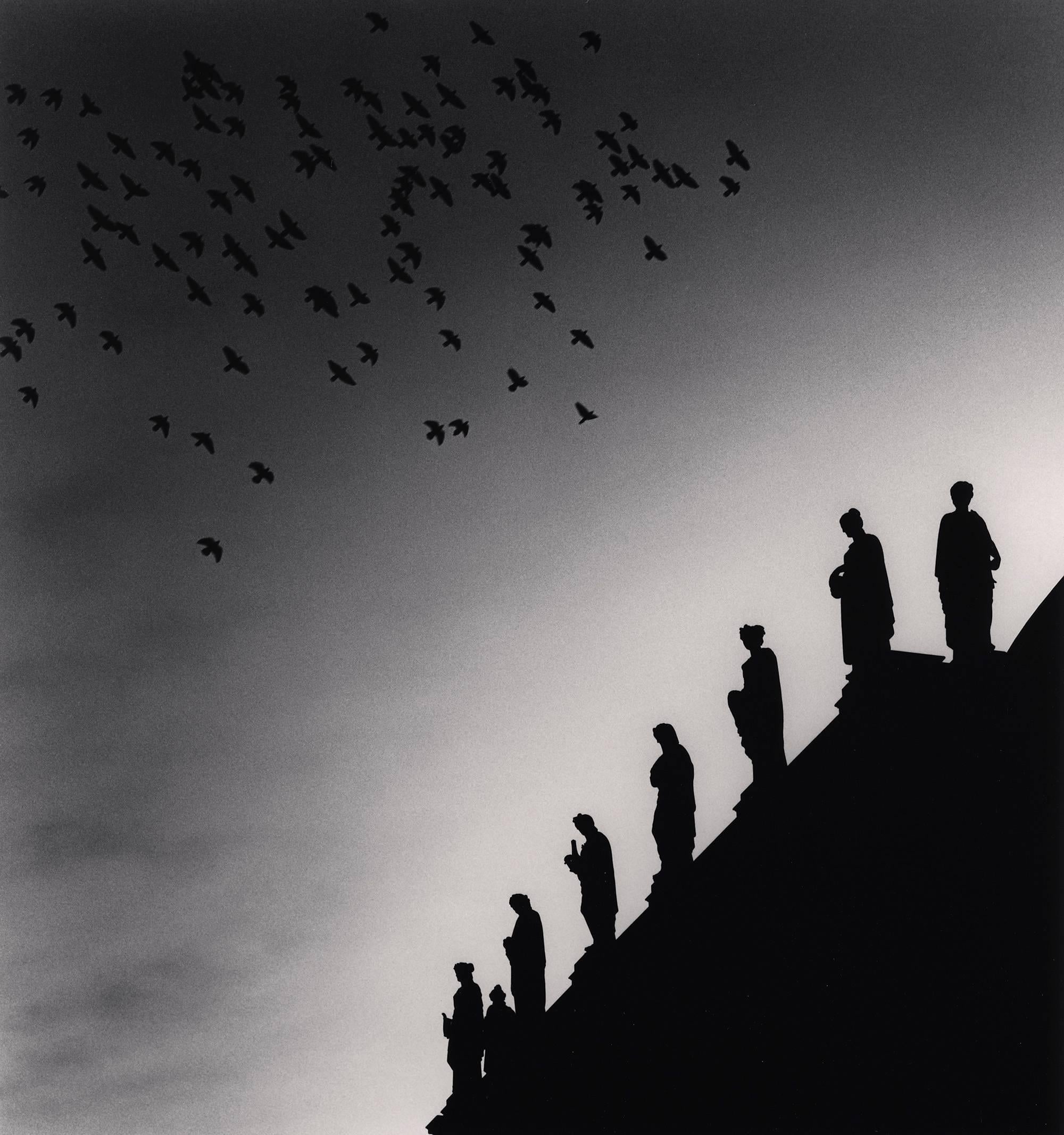 Michael Kenna Black and White Photograph - One Hundred and Four Birds, Prague, Czechoslovakia