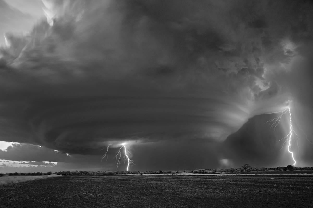Mitch Dobrowner Landscape Photograph - Lightning Strikes, limited edition photograph, signed, archival pigment ink 