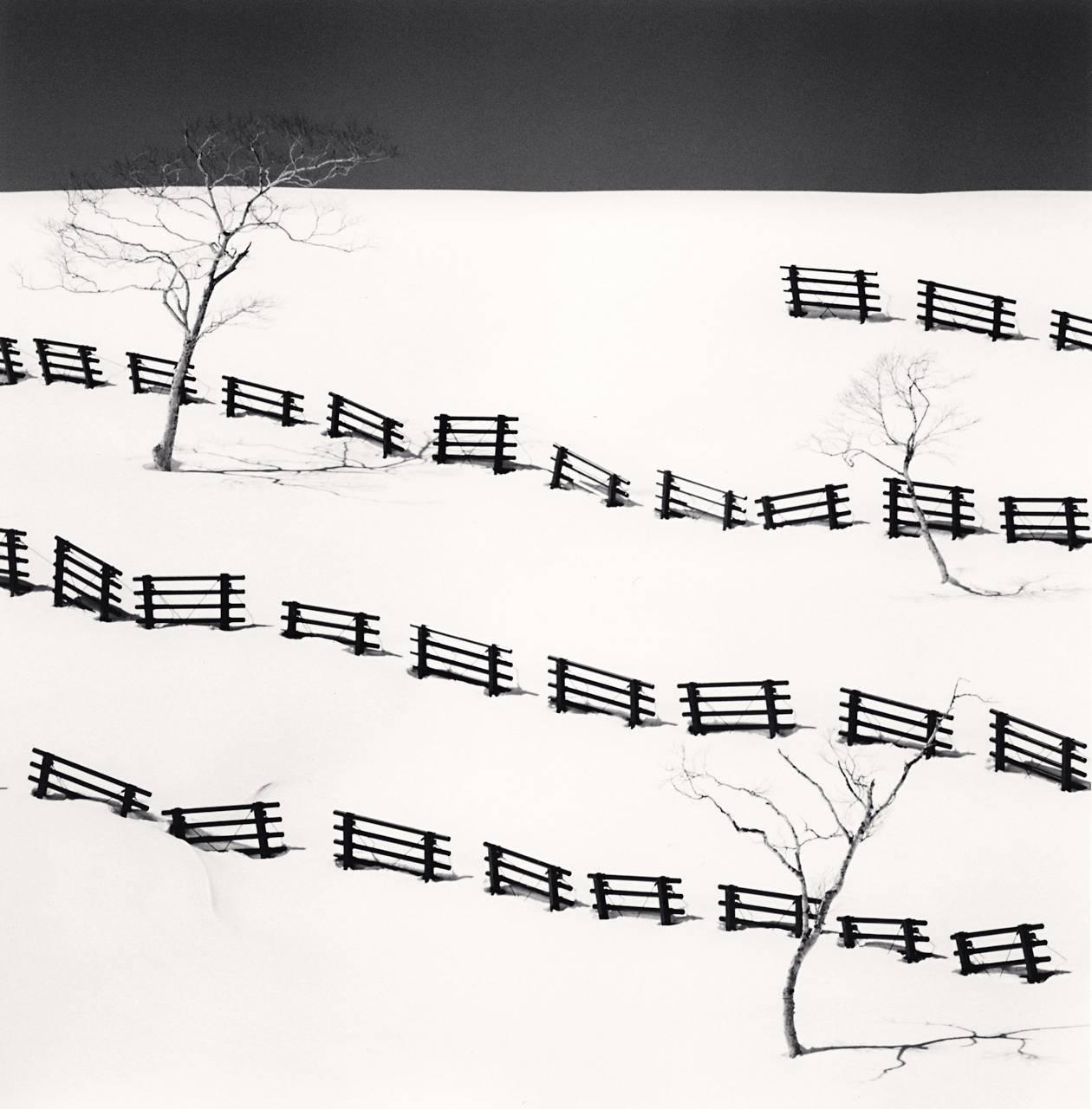 Michael Kenna Landscape Photograph - Thirty One Snow Fences, Bihoro, Hokkaido, Japan