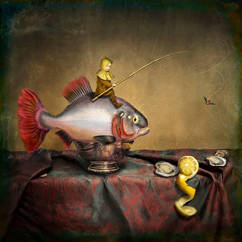 Maggie Taylor Still-Life Photograph - First, the fish must be caught