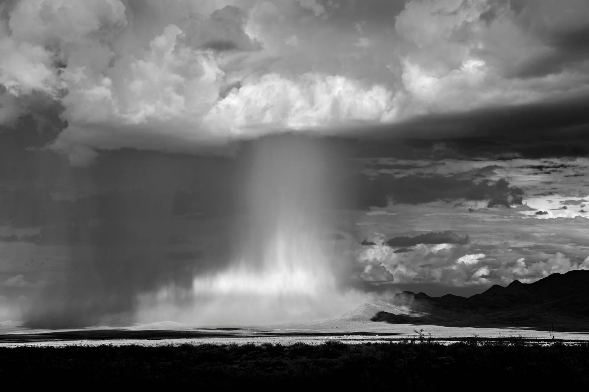 Mitch Dobrowner Black and White Photograph - Monsoon and Storm Over Town, limited edition photograph, signed, archival 