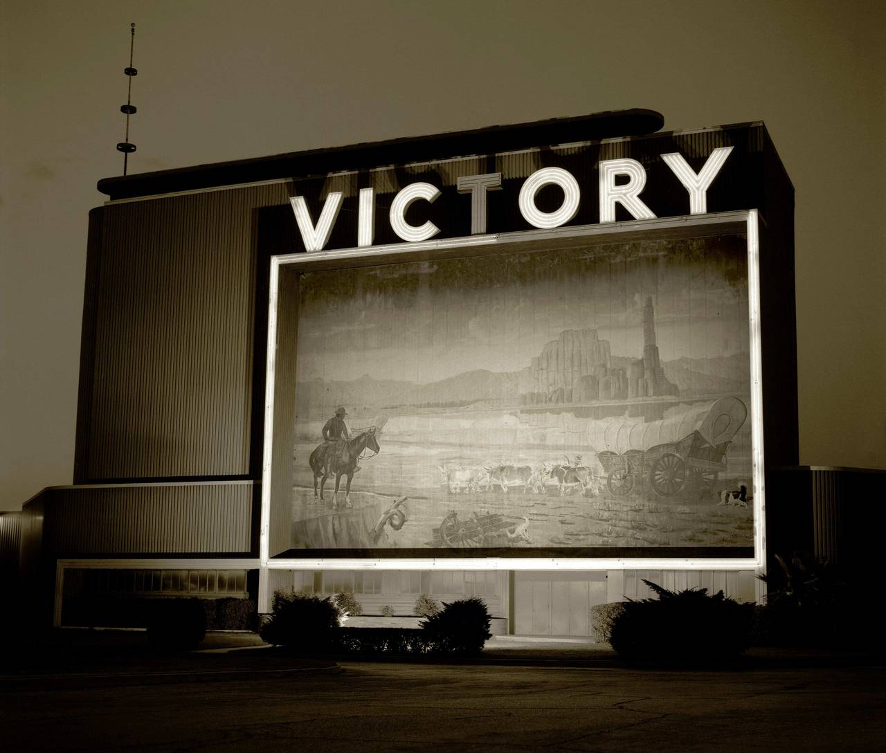 Steve Fitch Black and White Photograph - Drive-in theater, San Fernando Valley, California