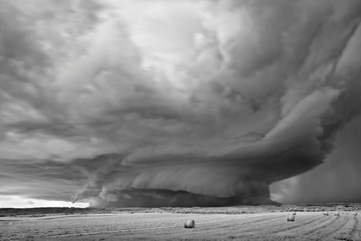 Mitch Dobrowner Black and White Photograph - Vortex Over Field 