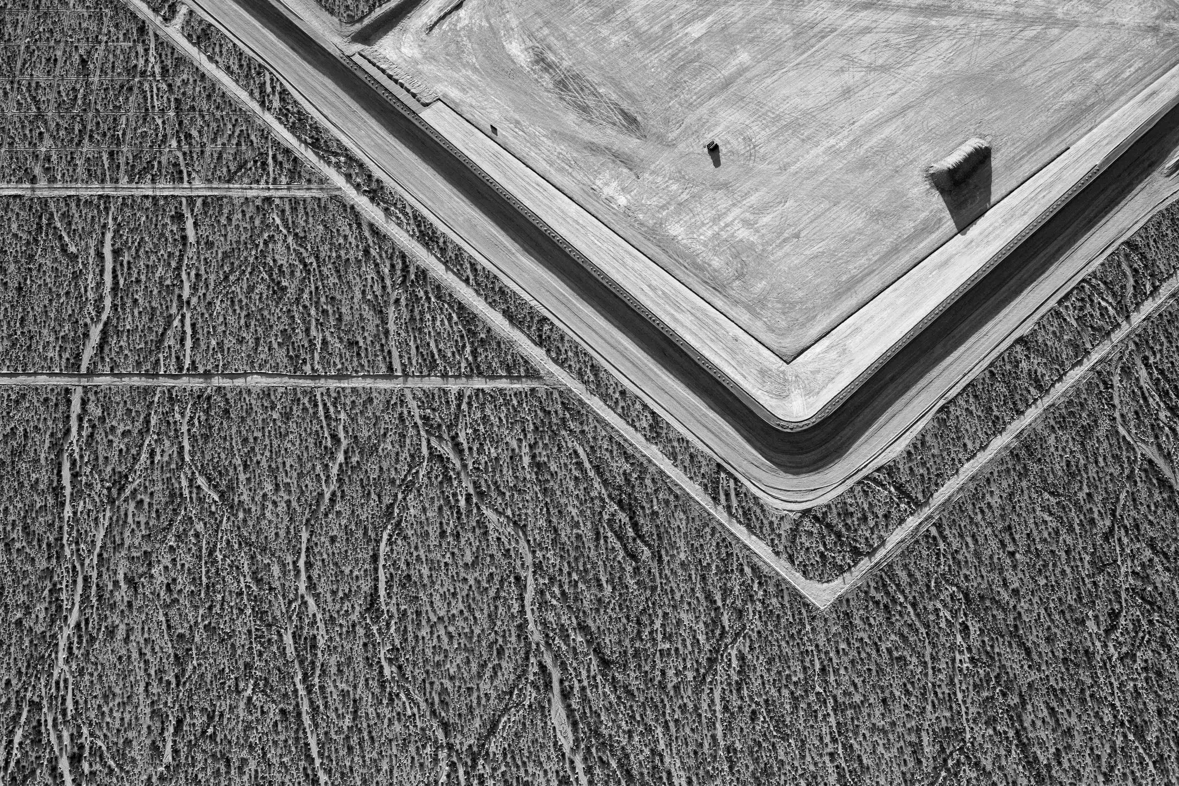 Jamey Stillings Black and White Photograph – Evolution der Ivanpah Solar- Evolution, # 1157, 21. April 2011