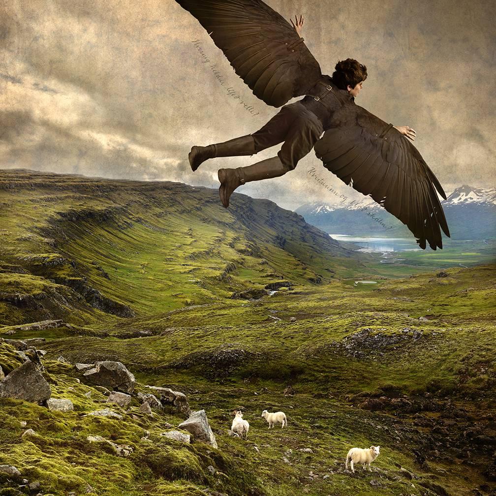 Tom Chambers Color Photograph – Geflügelter Hirte
