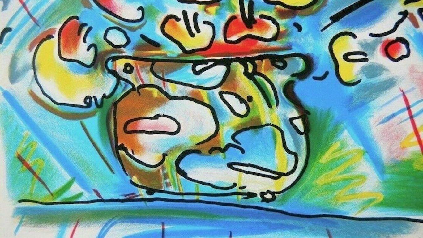 Vase of Flowers - Gray Landscape Print by Peter Max