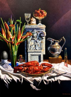 Ian Hornak, Still Life with Lobster, Helicona, and Silver Pitcher, 1998
