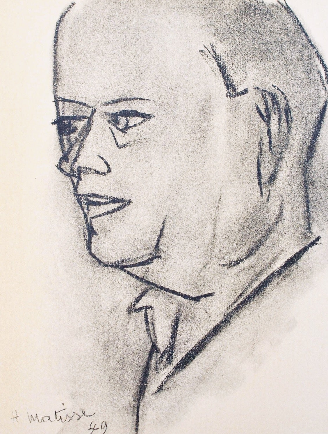 Artist: Henri Matisse (1869–1954) (after)
Title: Professor Rene Leriche (Professeur Rene Leriche)
Year: December 20, 1954
Medium: Heliogravure on grand velin Renage filigrane a la marque de l'editeur paper
Paper Size: 12 x 9.25 inches overall; 9.05