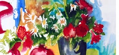 Ian Hornak, Blumenstillleben mit Granatapfel und Gänseblümchen, um 1963