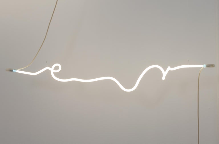 Annesta Le "Revealed 2" 2020 White Neon (coated glass, argon, wire) Minimal - Sculpture by Annesta Le