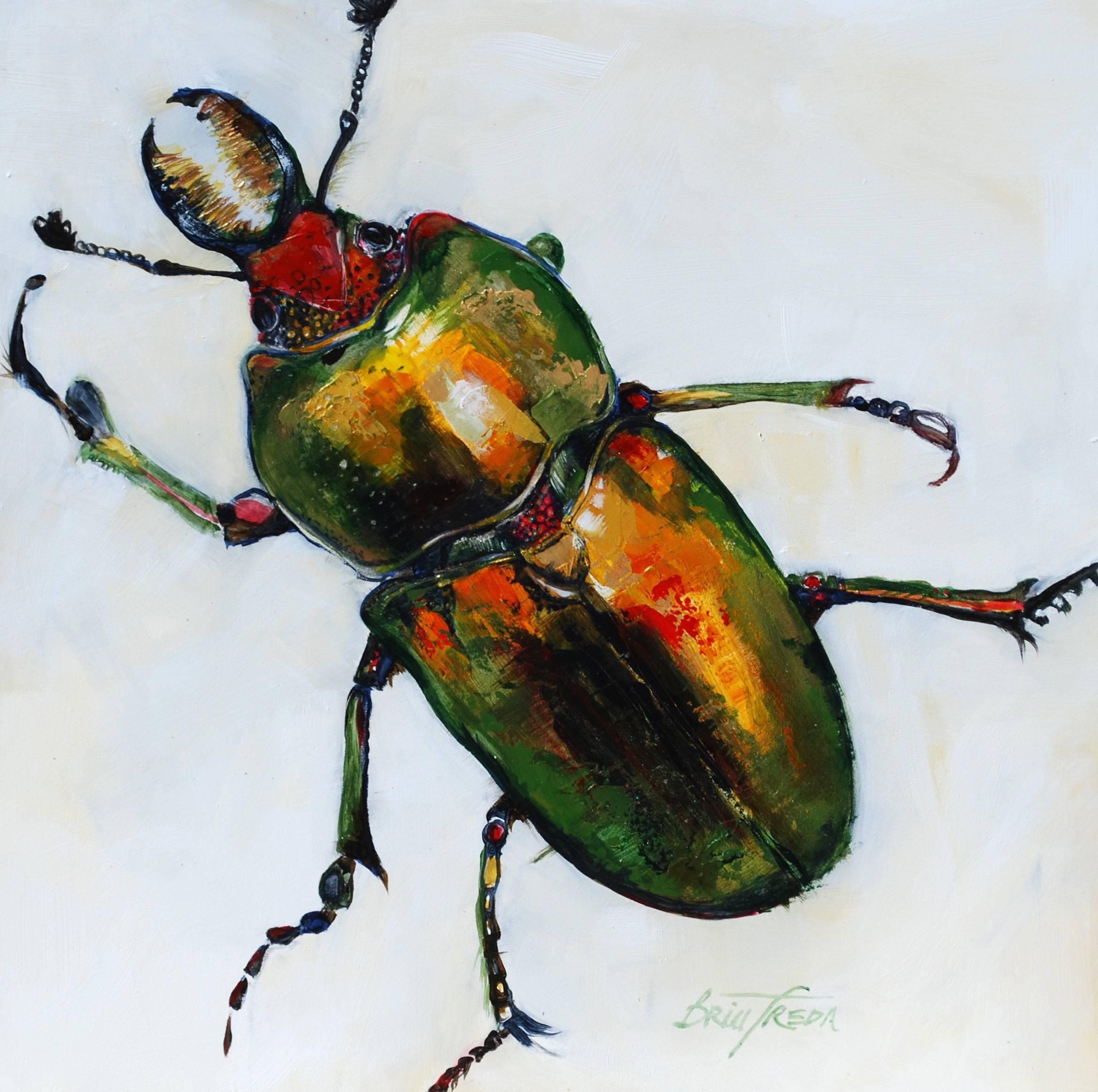 Britt Freda Animal Painting - Golden Green Stag Beetle