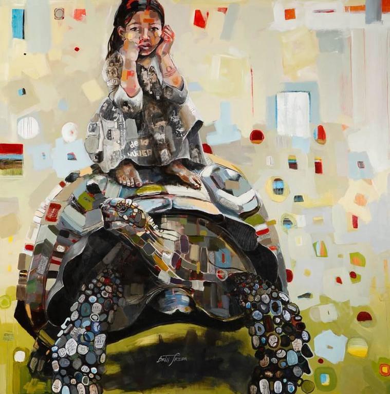 Britt Freda Giant Galapagos Tortoise And Girl For Sale At 1stDibs