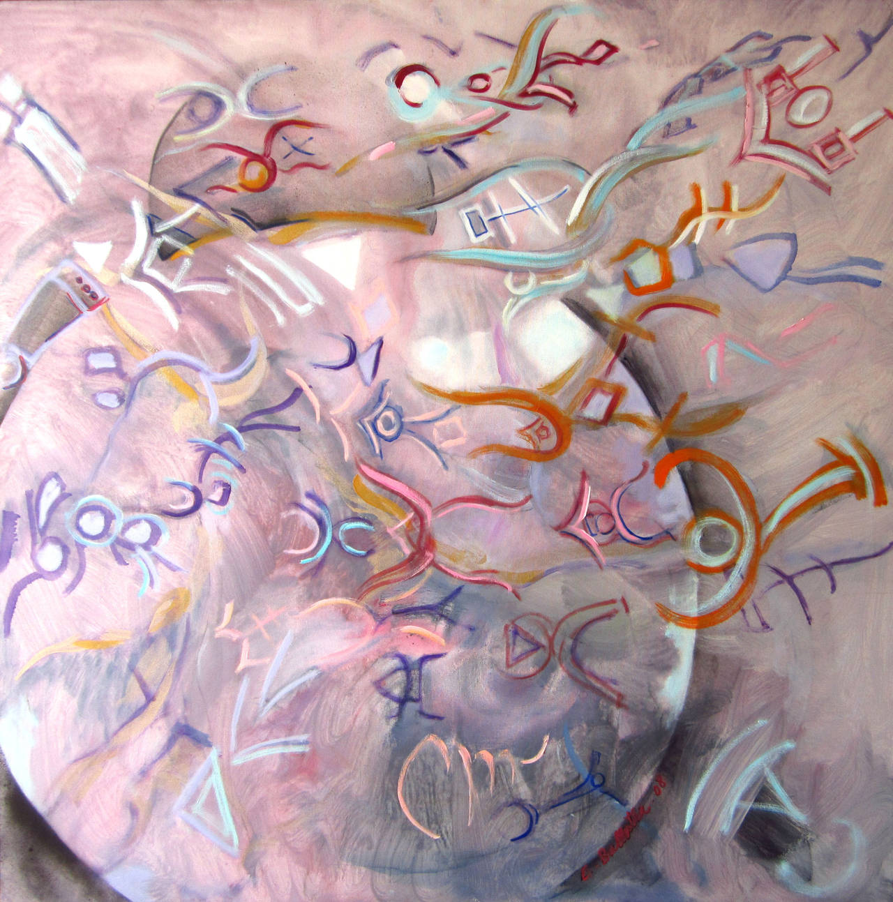 Cosmic language - Painting by Evelyne Ballestra