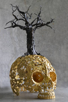 Monsancto - Bronze Skull Sculpture