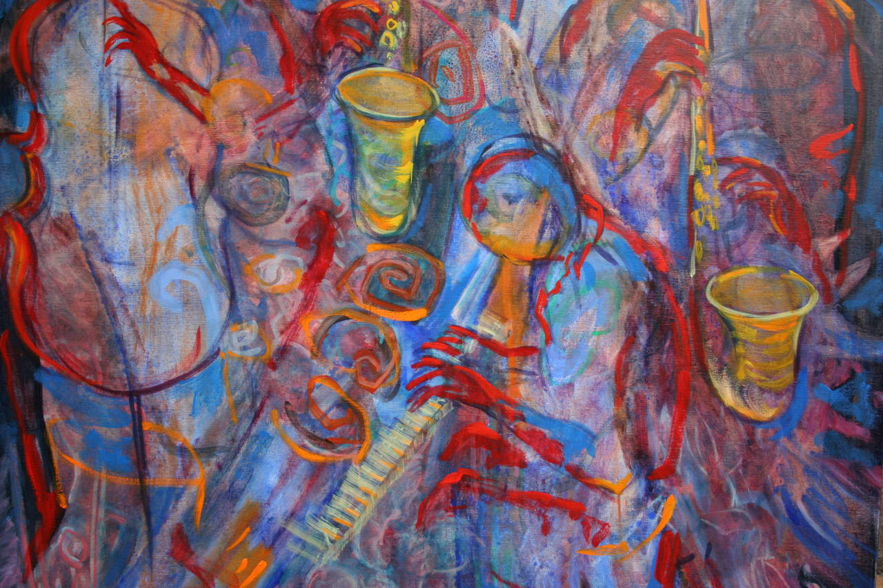 Orchestra - Painting by Evelyne Ballestra