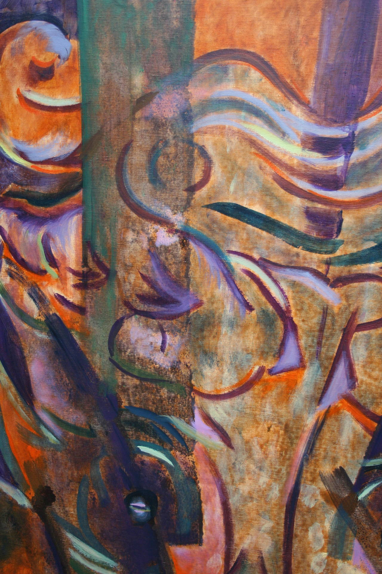 Taotie II - Abstract Painting Arancia di Evelyne Ballestra
