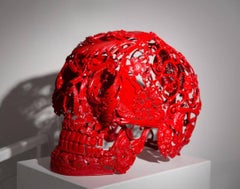 Turned Red - Bronze Skull Sculpture