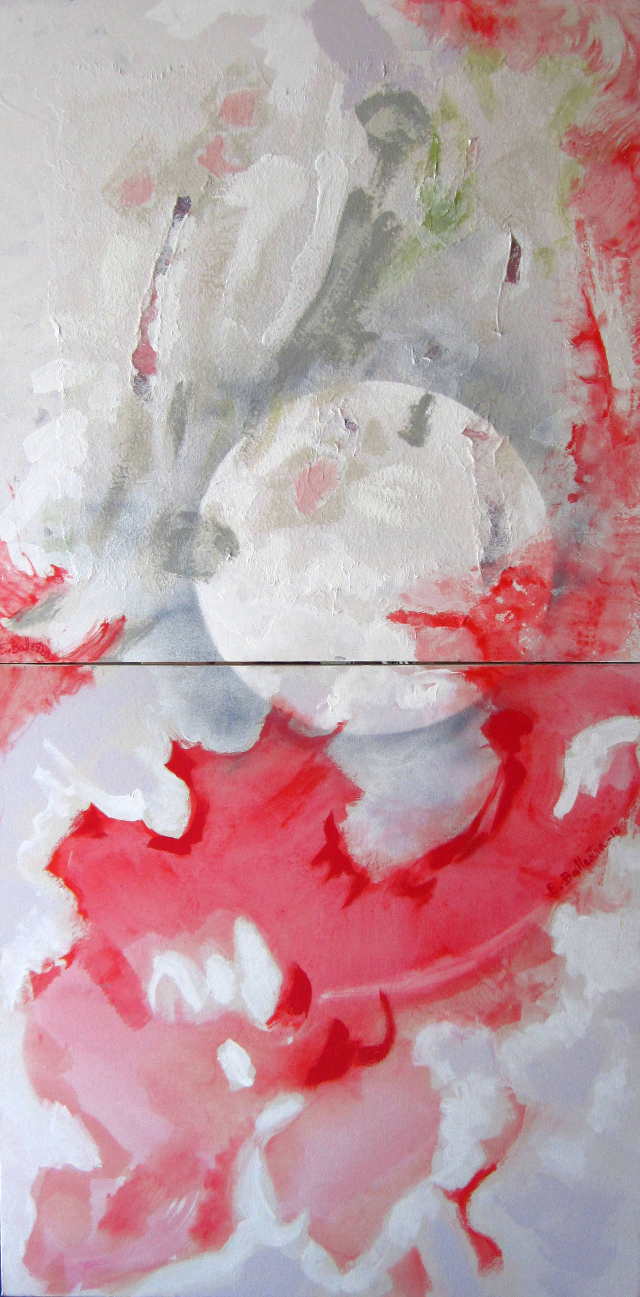 Perro Rojo en la Luna - Painting de Evelyne Ballestra