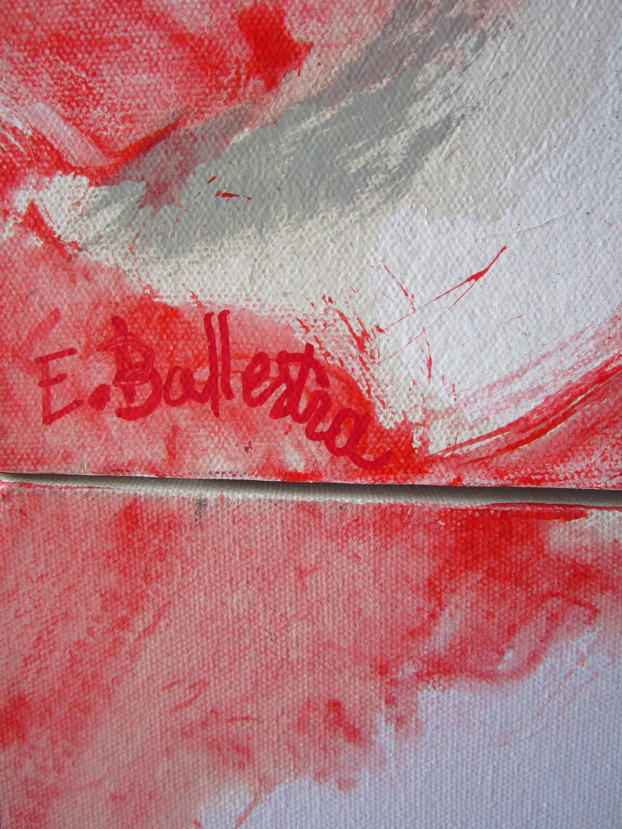Red Dog on the Moon ist ein Gemälde von Evelyne Ballestra, einer französischen Künstlerin der Gegenwart. Dieses rot-weiße expressionistische Gemälde stellt die Sicht des Künstlers auf die Wolken dar, die durch den Sonnenuntergang, der sich um den