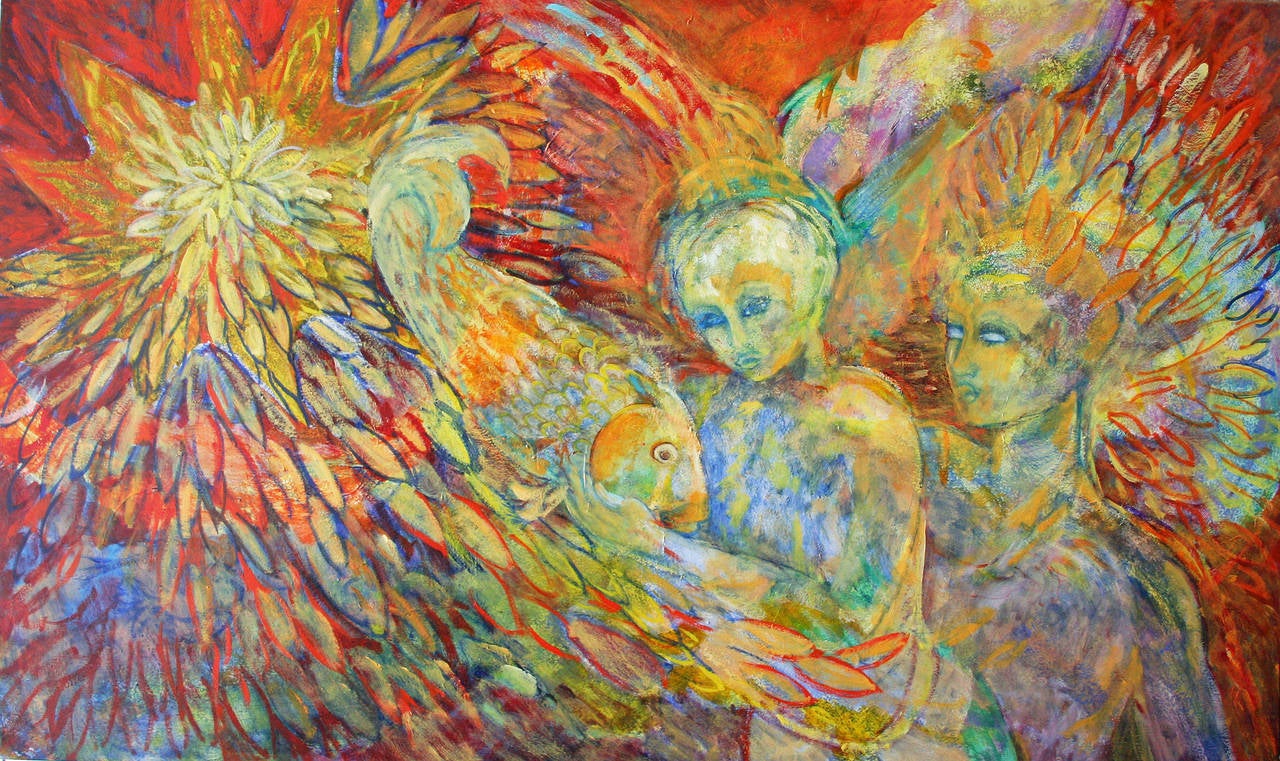 Tobie et l'Ange - Painting de Evelyne Ballestra