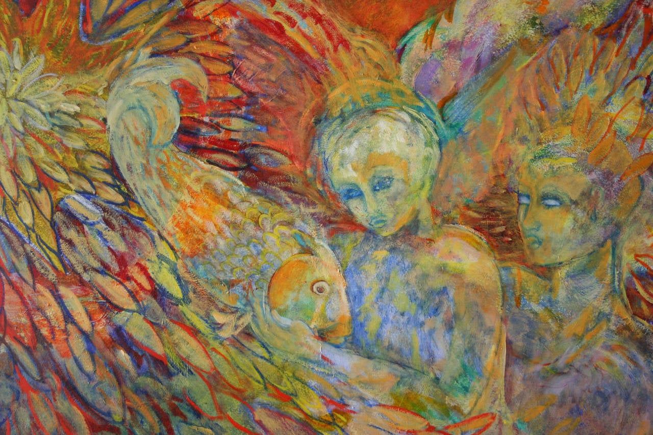 Tobie et l'Ange - Expressionniste Painting par Evelyne Ballestra
