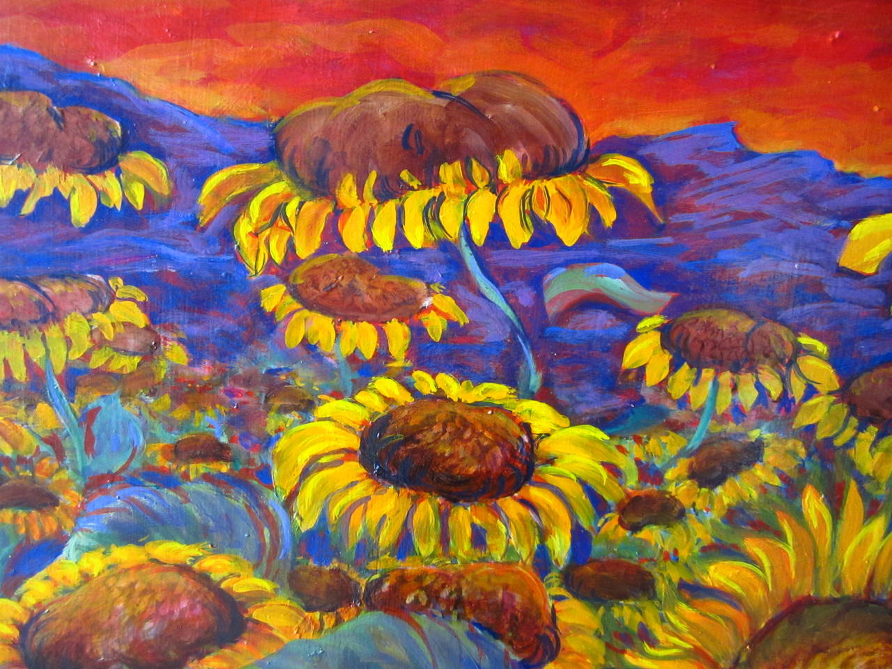 sunflower field painting