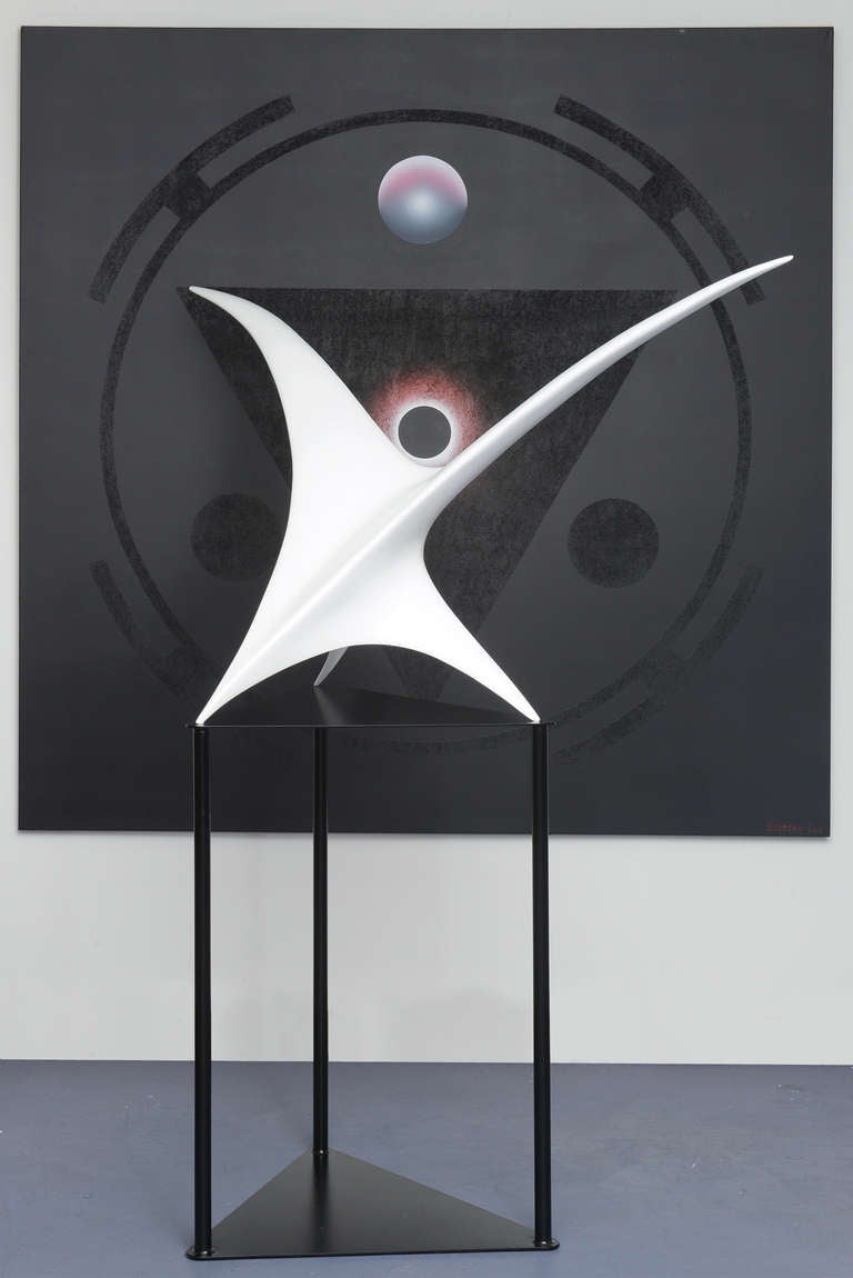 Zwei-Vogel-Skulptur (Schwarz), Abstract Sculpture, von Patrice Breteau