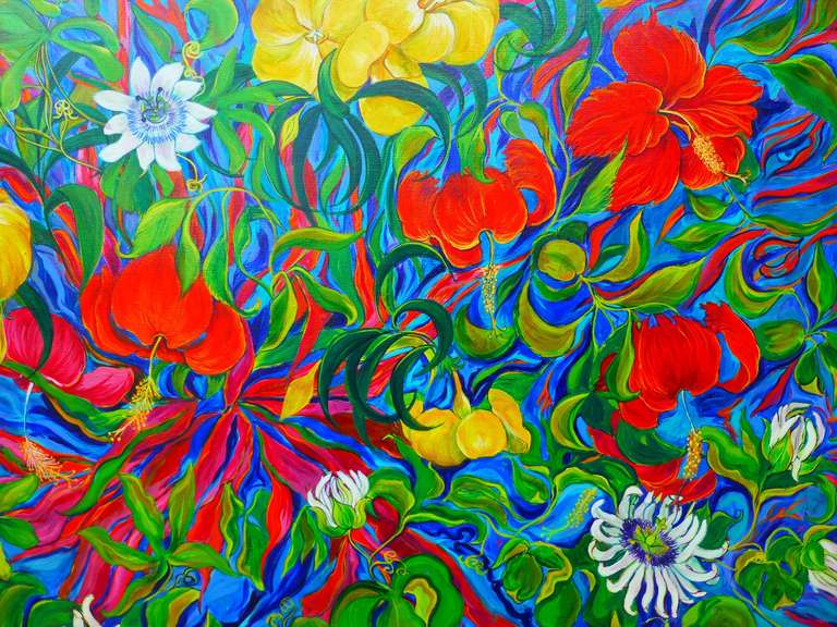 Diane's Garden - Fauvist Painting by Evelyne Ballestra