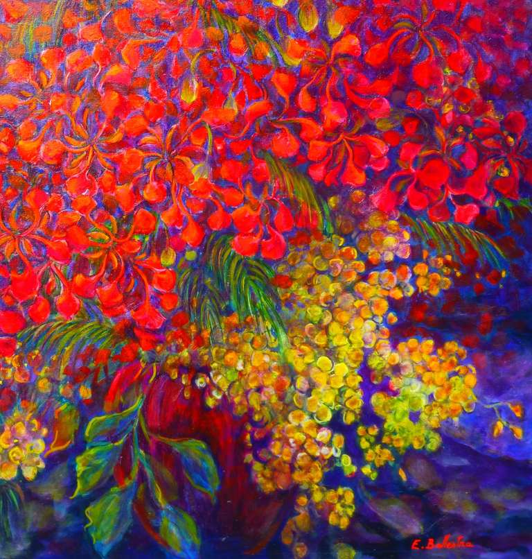 Flamboyant - Painting by Evelyne Ballestra