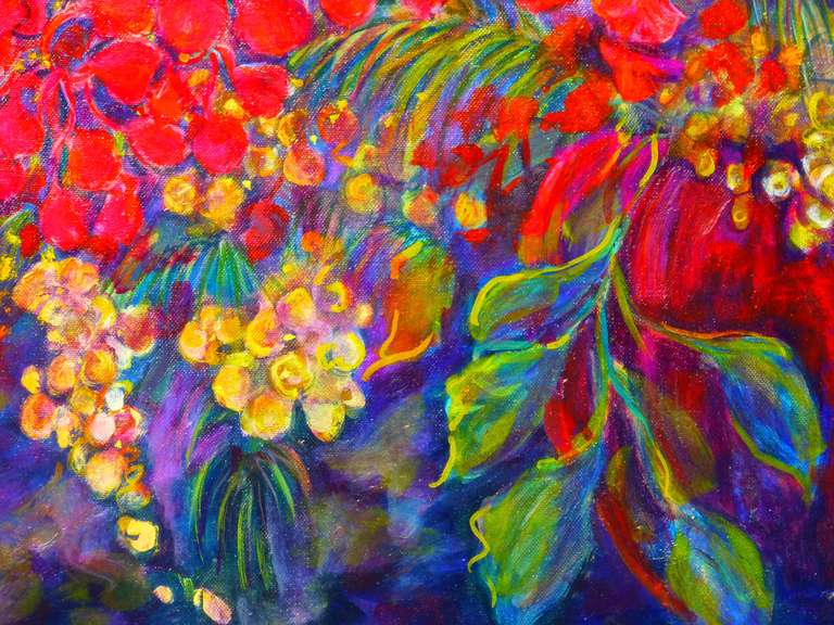 Flamboyant - Pink Figurative Painting by Evelyne Ballestra
