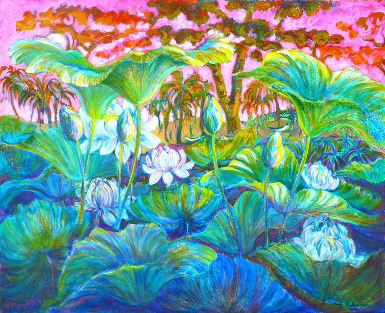 Exotic Sunshine - Painting by Evelyne Ballestra