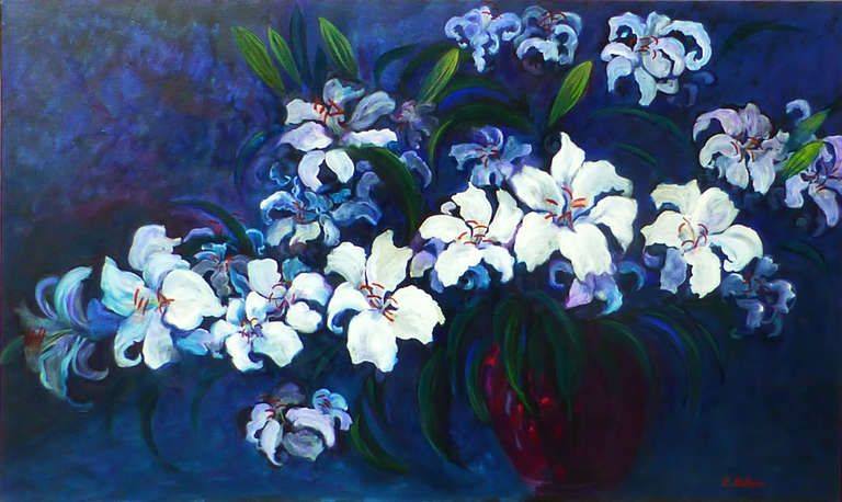 Evelyne Ballestra Figurative Painting - Lilies