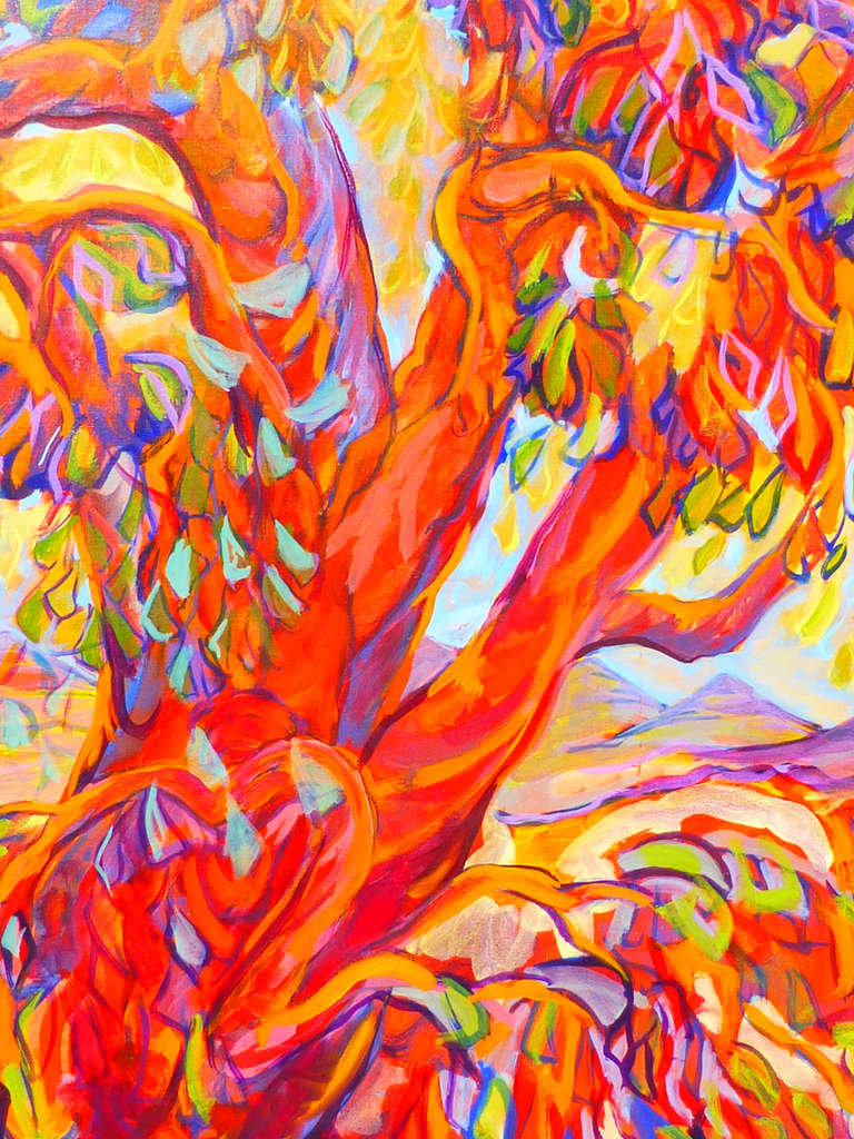 Living Tree is a colorful painting made by Evelyne Ballestra, a French contemporary artist. This red tons expressionist painting is inspired from an enchanted wood, showing the nature's energies flowing in the trees with bright colors.

Ballestra