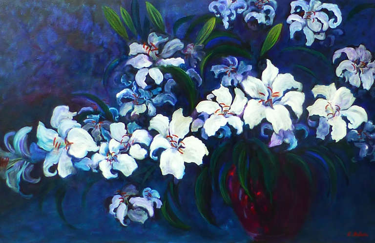 Lilies - Fauvist Painting by Evelyne Ballestra