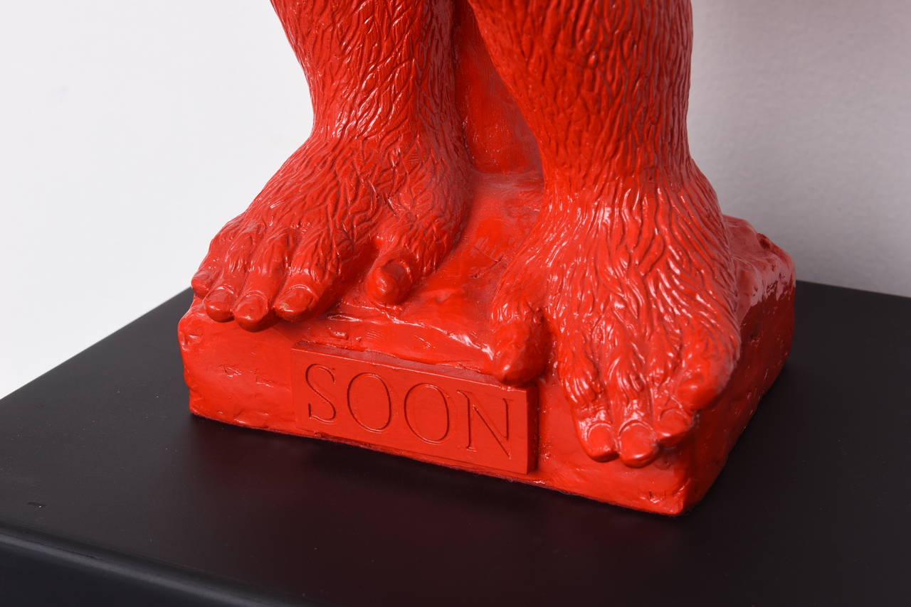Soon - Red resin sculpture - Gray Nude Sculpture by Patrick Schumacher
