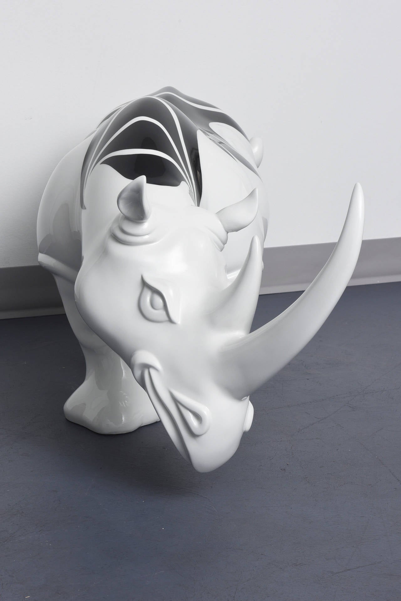 Rhinozebros - Rhinoceros adorned with a zebra skin - Resin Sculpture For Sale 1