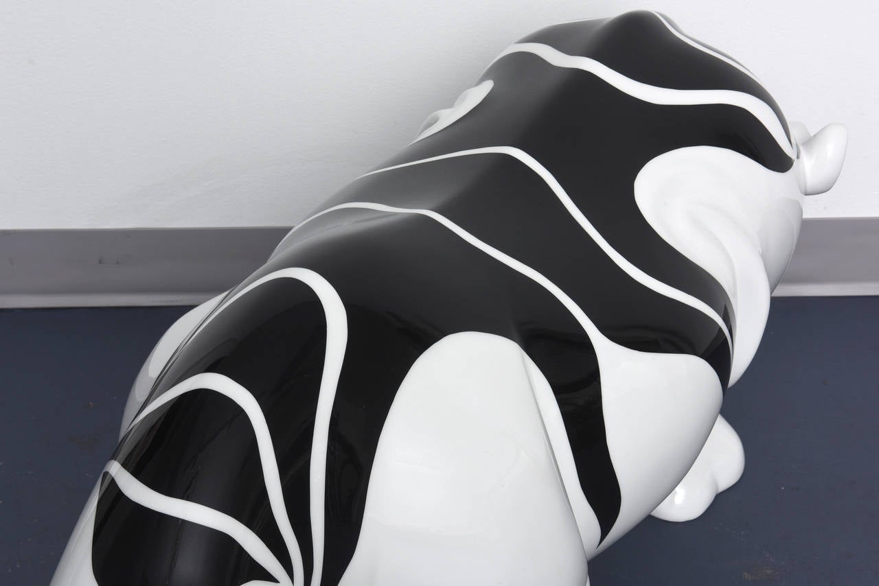 Rhinozebros - Rhinoceros adorned with a zebra skin - Resin Sculpture For Sale 3