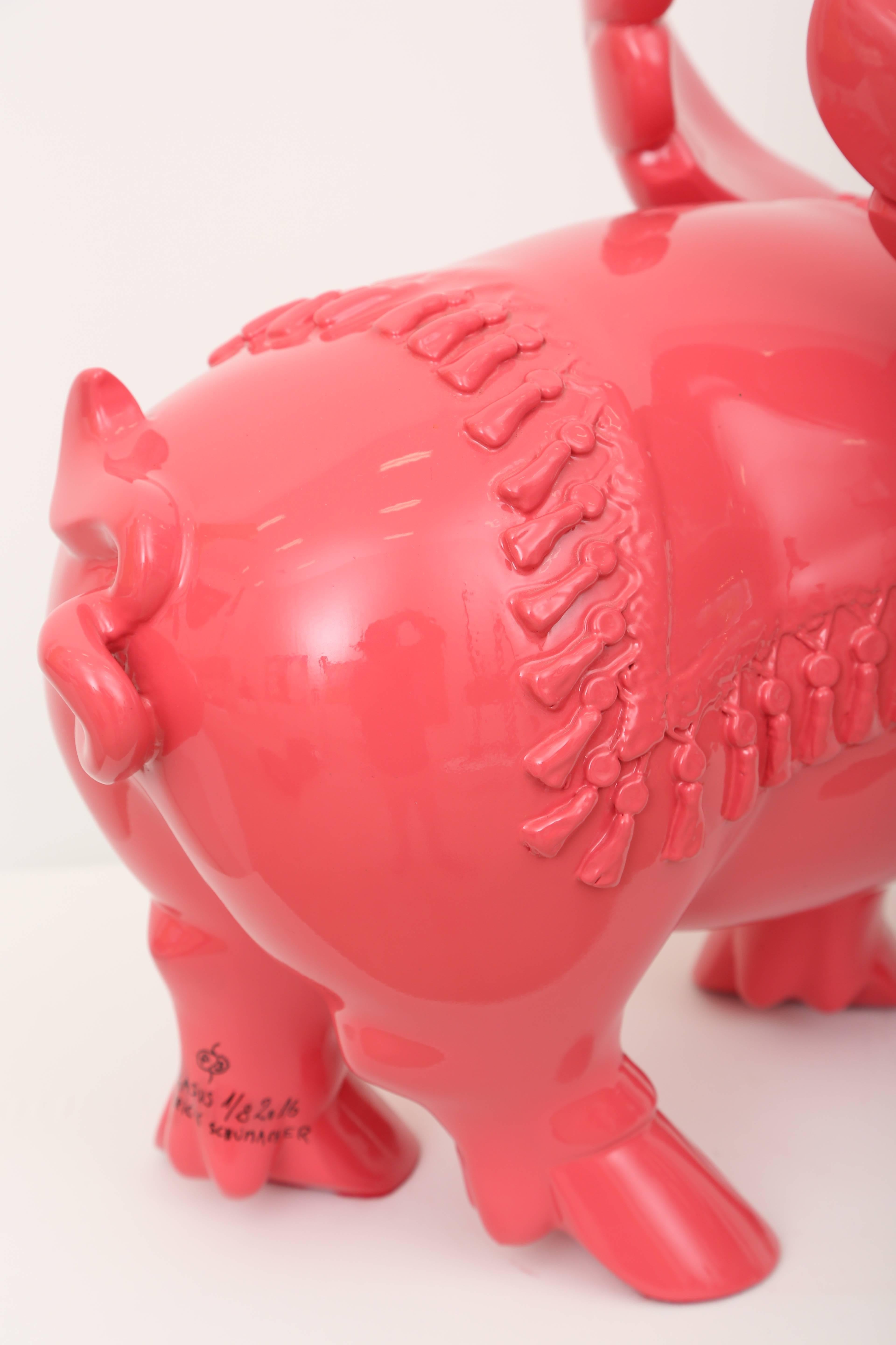 Pigasus - Pink Pig Resin Sculpture For Sale 3