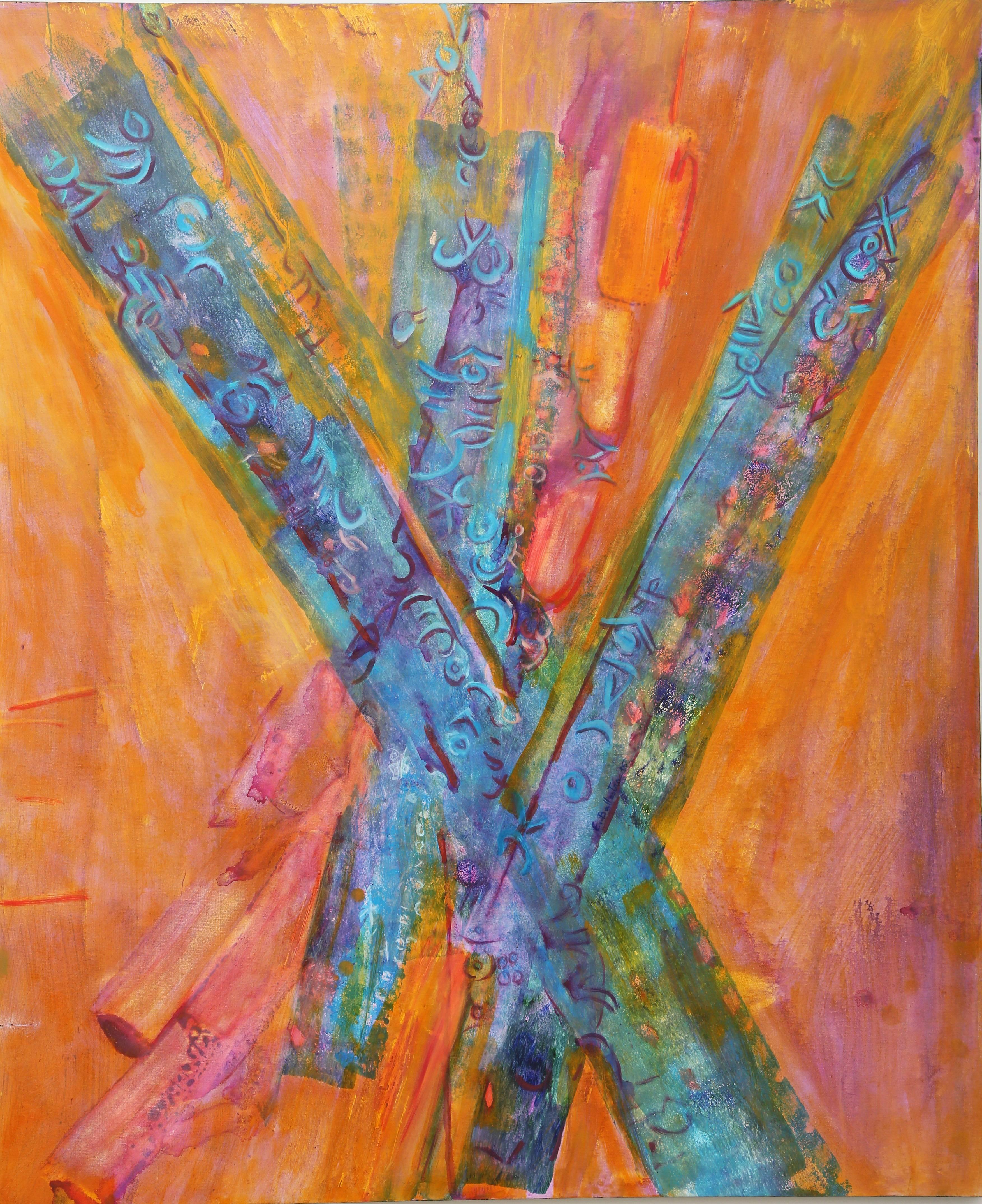 Abstract Painting Evelyne Ballestra - Signes II