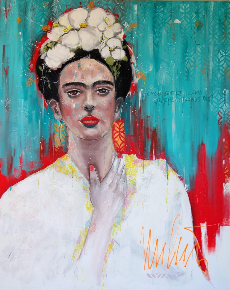 Caroline Hulin Portrait Painting - Frida Kahlo - Les mots sont des couleurs que je ne comprends pas