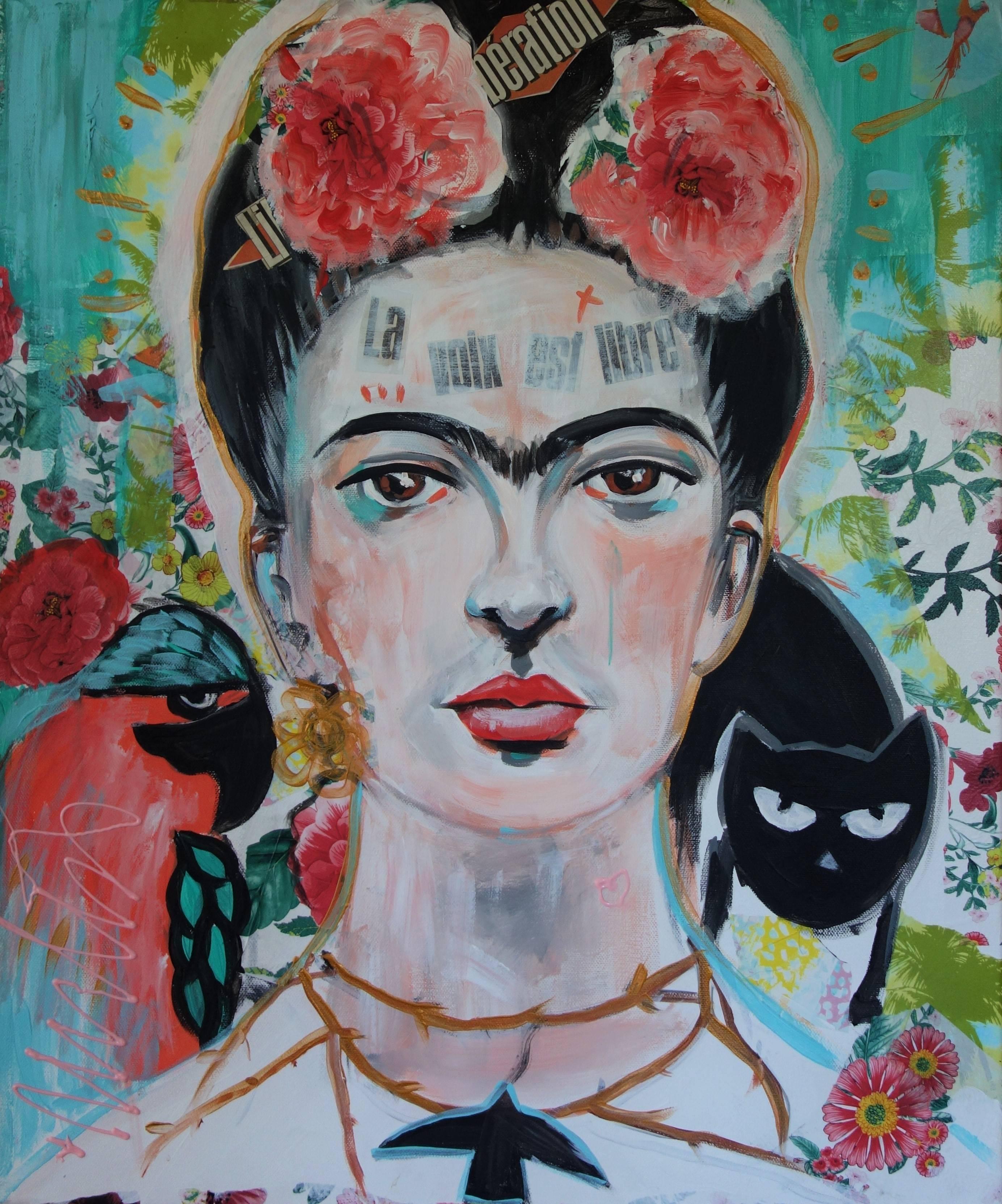 Caroline Hulin Portrait Painting - Frida Kahlo - La Voix est Libre