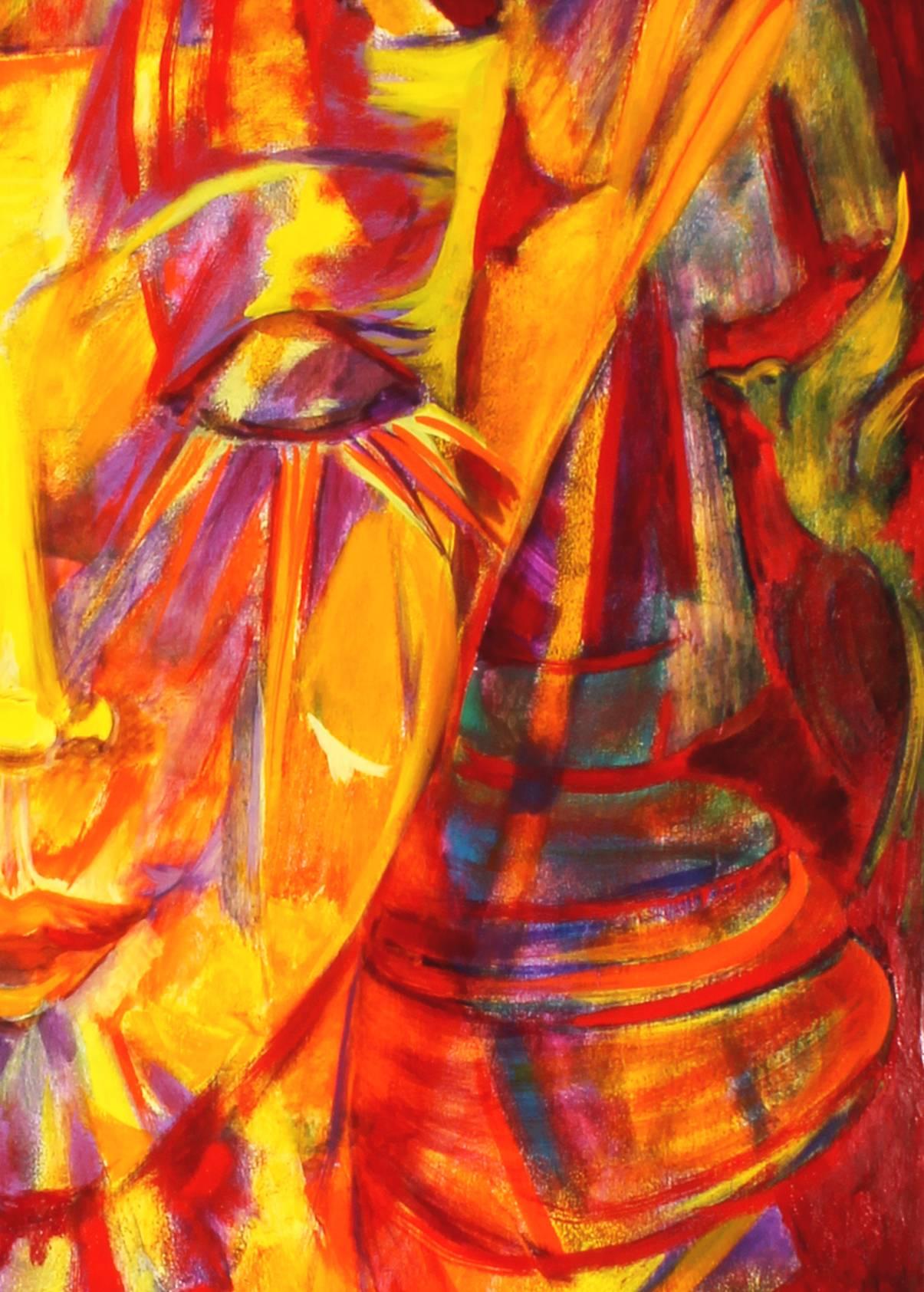 Mein bester Freund (Orange), Abstract Painting, von Evelyne Ballestra