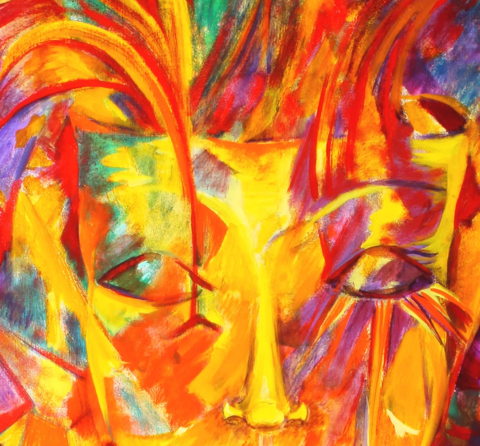 My Best Friend - Orange Abstract Painting by Evelyne Ballestra