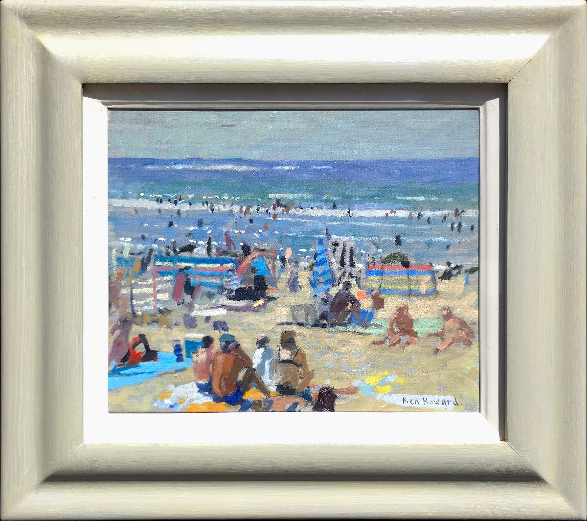 Ken Howard Landscape Painting - Beach Day, St Ives