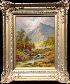 Deer Grazing by a Highland Stream