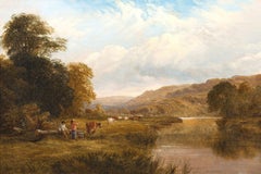 Viehtreiber in einer Flusslandschaft