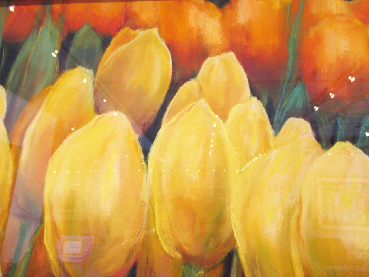 The unique warmth and depth of Pritchard’s works on canvas is due to her specially developed fixative formula which keeps the pastels fresh and permanently adhered to the canvas. Whatever her choice of subject, whether working on paper or canvas,