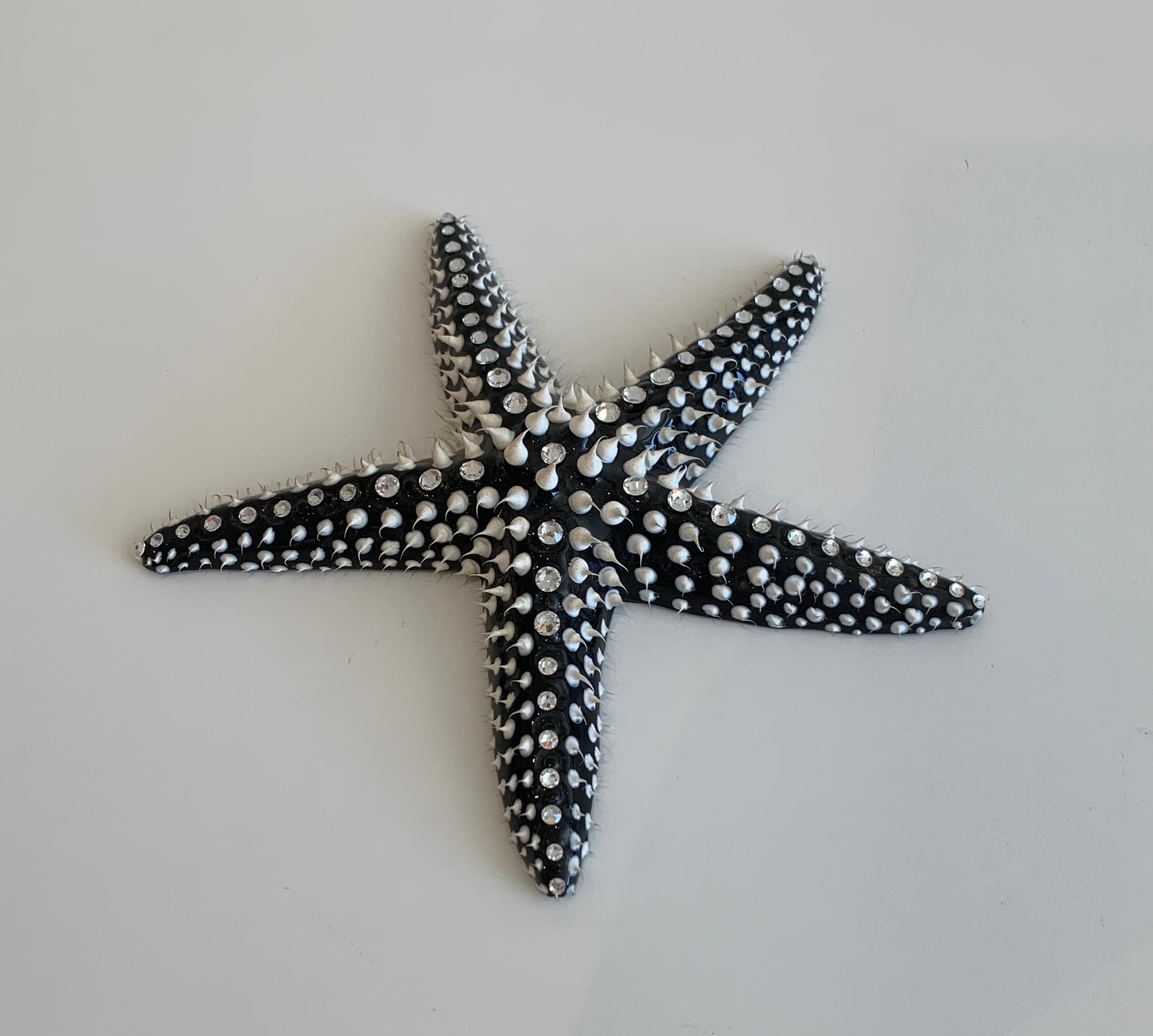 Eddy Maniez Figurative Sculpture - Eddie Maniez "Starfish Large" Sculpture French Ceramic Silicone Black Swarovski